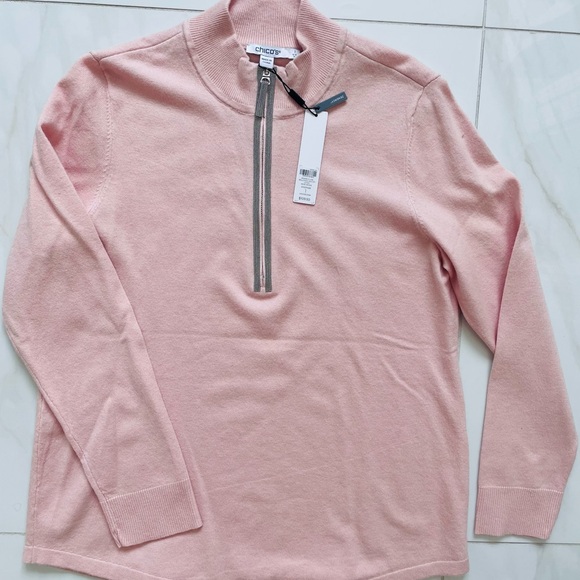 Chico's Zenergy Luxe Soft Pink Half-Zip Sweater and Matching Pants NWT - Picture 2 of 5